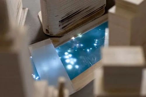 3D rendering of the Chicago River with the Bridges installation