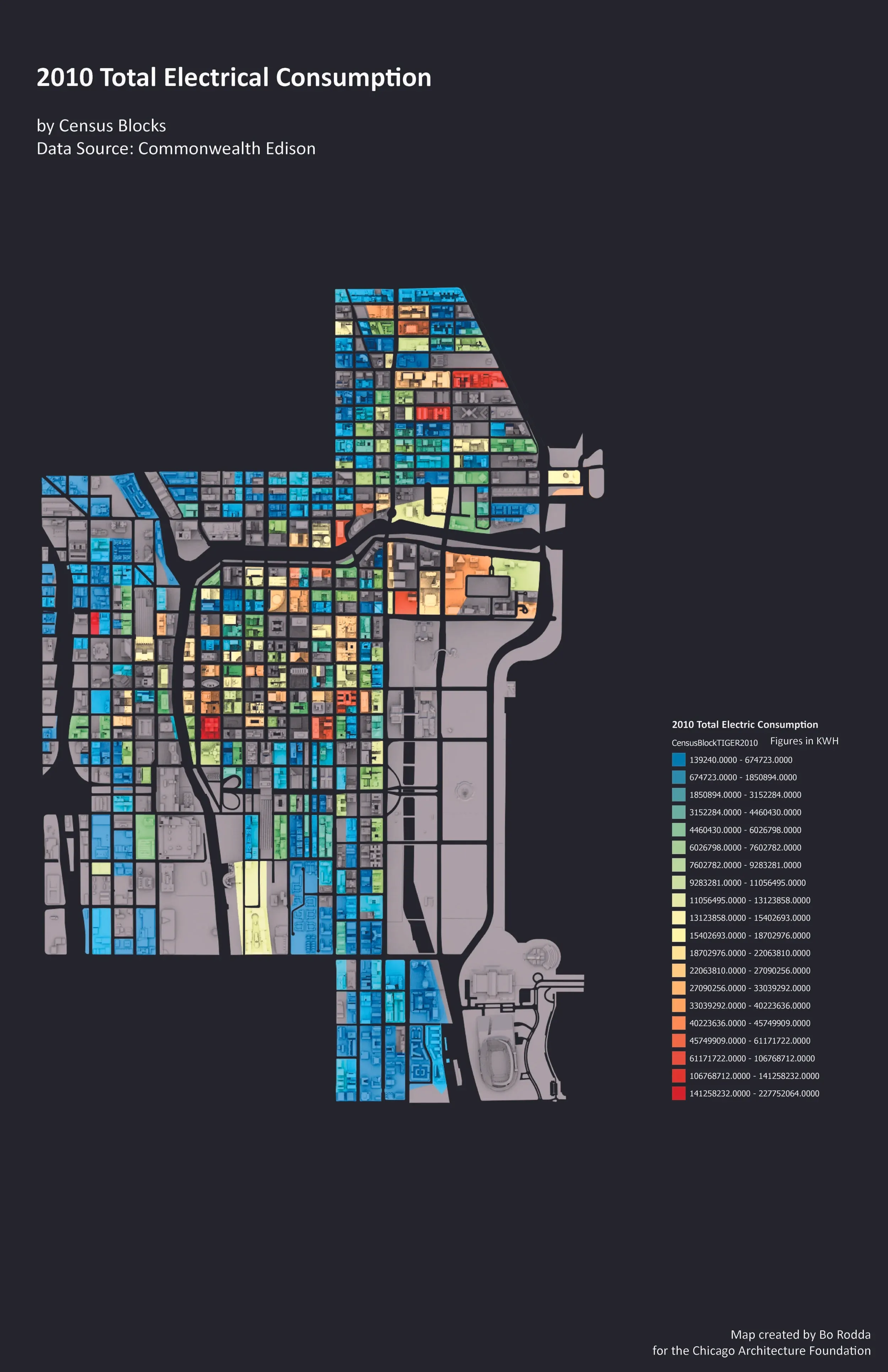 2010 electric consumption map for Chicago